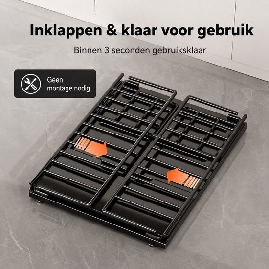 TammaT Uitschuifbare & Inklapbare Keukenkast Organizer | RVS Kastrek 43 × 25 × 18 cm | Zwart en Wit kleur beschikbaar