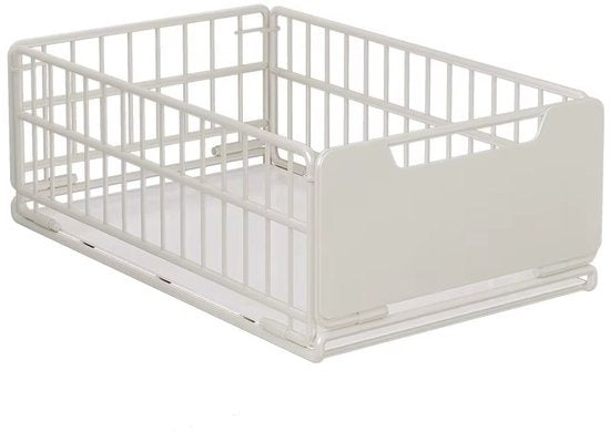 TammaT Uitschuifbare & Inklapbare Keukenkast Organizer | RVS Kastrek 43 × 25 × 18 cm | Zwart en Wit kleur beschikbaar