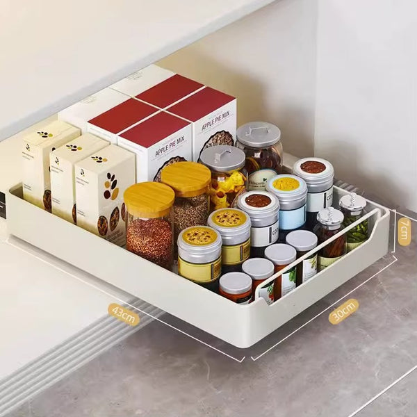 TammaT - Lade organizer - Telescopische lade - Mand - Keukenkastorganizer met handgreep - Uittrekbare laden - Opbergplanken voor keukenkasten - Uitschuifbare kastorganisator - Keuken organizer - 30x43x7cm