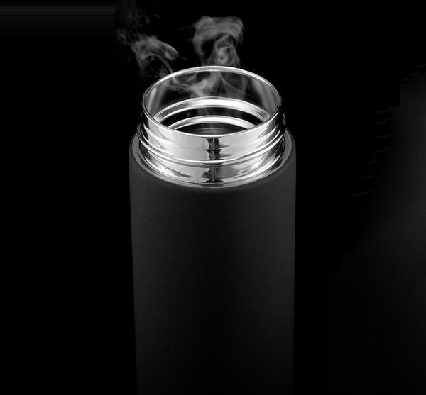Thermosfles 500 ml - Met thee filter - Mat Zwart/Wit
