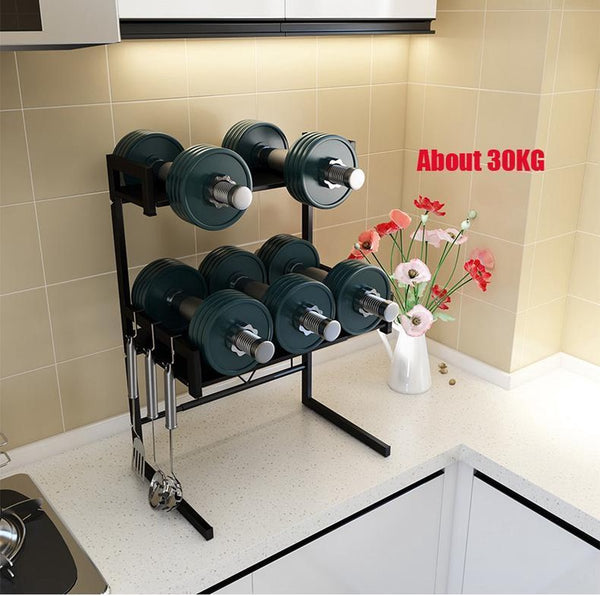 Keukenrek - Dubbel laags keukenkast voor boven Magnetron - breedte verstelbaar magnetronkast - Metaal - Zwart