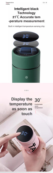 Slimme Thermosfles met LCD temperatuur Display - 0,5 Liter - Dubbelwandige Thermosfles - Metaal